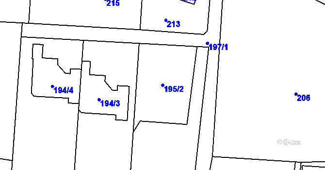Parcela st. 195/2 v KÚ Železná pod Pradědem, Katastrální mapa