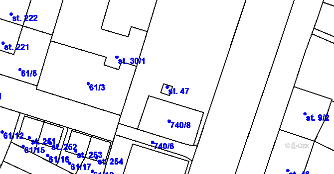 Parcela st. 47 v KÚ Vrbová Lhota, Katastrální mapa