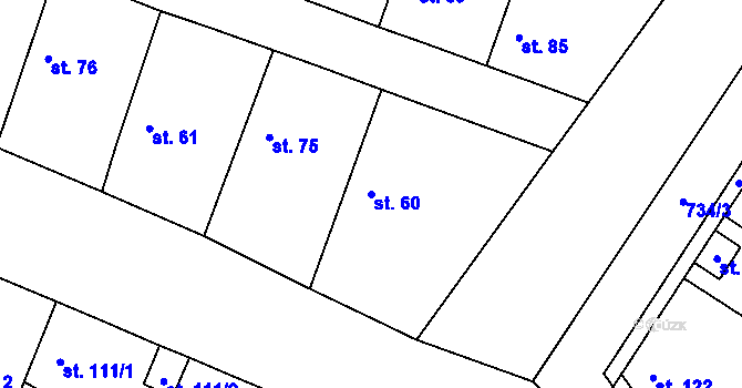 Parcela st. 60 v KÚ Vrbová Lhota, Katastrální mapa