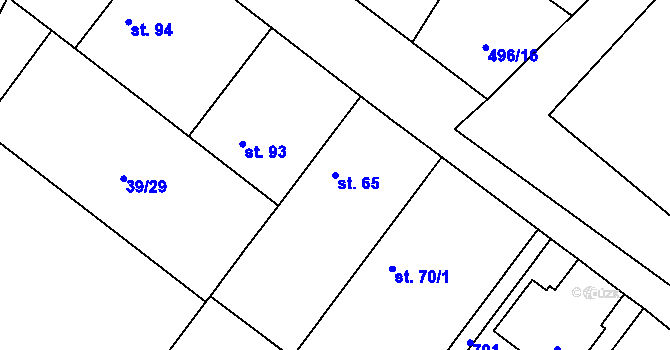 Parcela st. 65 v KÚ Vrbová Lhota, Katastrální mapa
