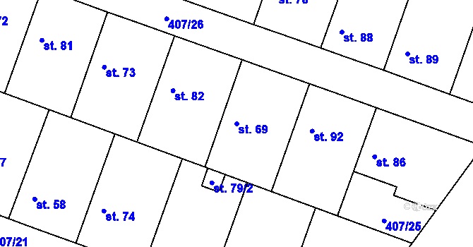 Parcela st. 69 v KÚ Vrbová Lhota, Katastrální mapa