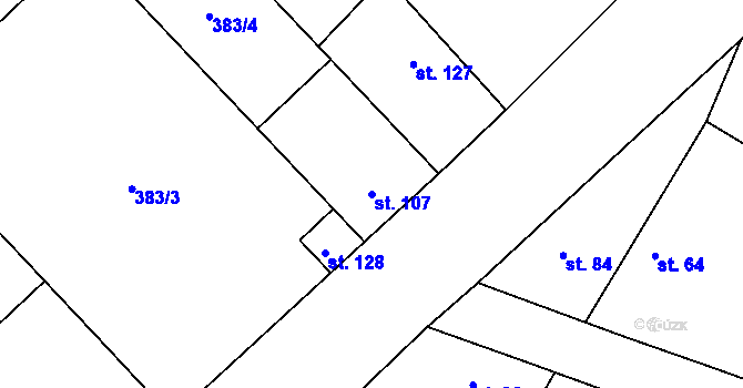 Parcela st. 107 v KÚ Vrbová Lhota, Katastrální mapa