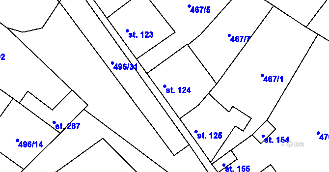 Parcela st. 124 v KÚ Vrbová Lhota, Katastrální mapa