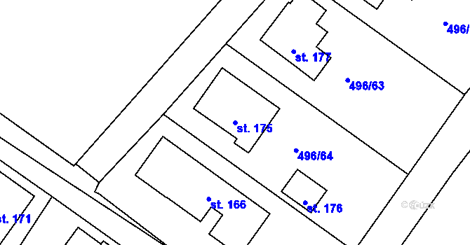 Parcela st. 175 v KÚ Vrbová Lhota, Katastrální mapa