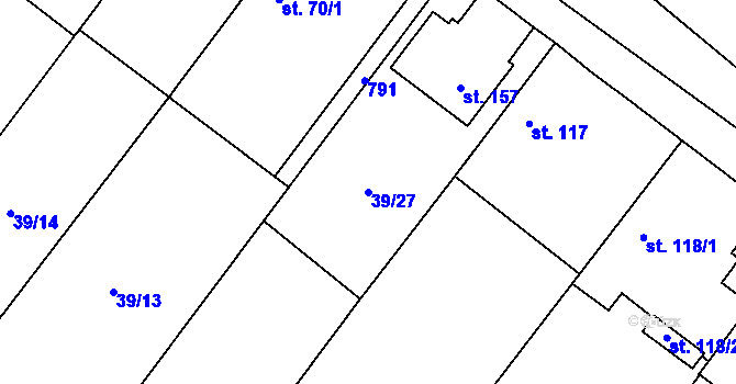 Parcela st. 39/27 v KÚ Vrbová Lhota, Katastrální mapa