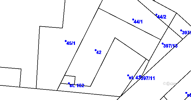 Parcela st. 42 v KÚ Vrbová Lhota, Katastrální mapa