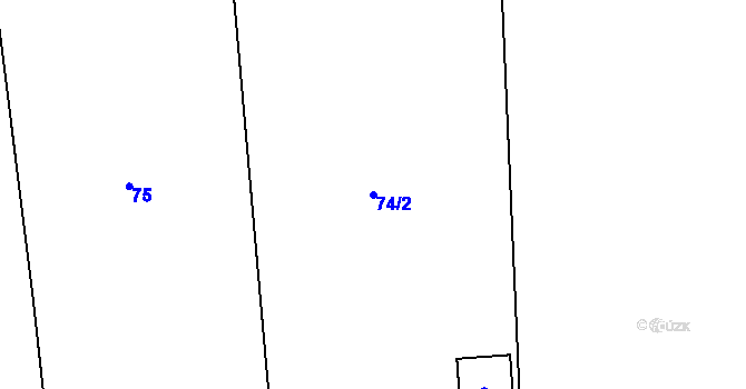 Parcela st. 74/2 v KÚ Vrbová Lhota, Katastrální mapa