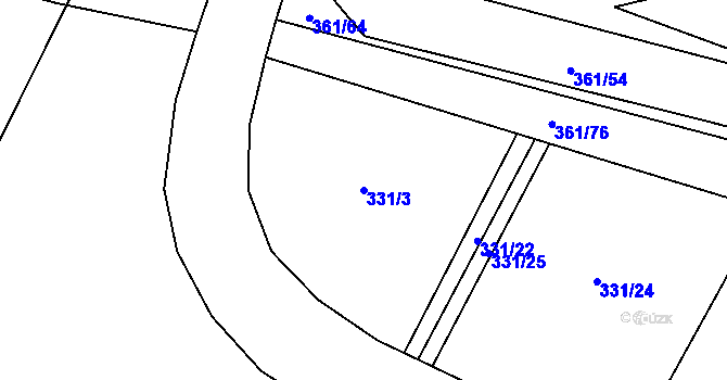Parcela st. 331/3 v KÚ Vrbová Lhota, Katastrální mapa