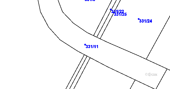 Parcela st. 331/11 v KÚ Vrbová Lhota, Katastrální mapa