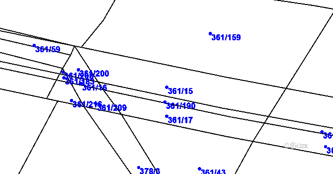 Parcela st. 361/15 v KÚ Vrbová Lhota, Katastrální mapa
