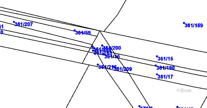 Parcela st. 361/16 v KÚ Vrbová Lhota, Katastrální mapa
