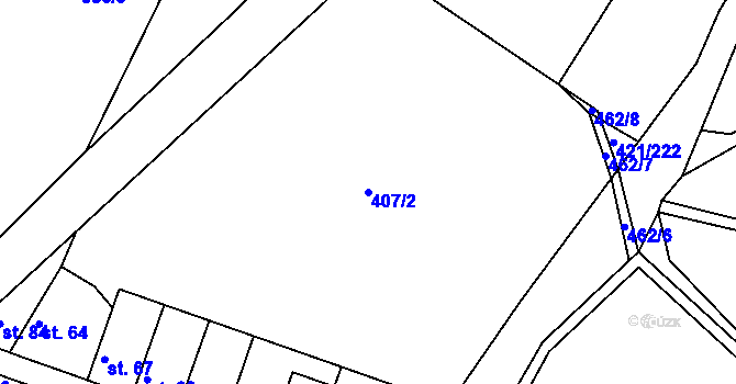 Parcela st. 407/2 v KÚ Vrbová Lhota, Katastrální mapa