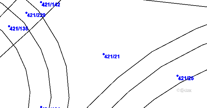 Parcela st. 421/21 v KÚ Vrbová Lhota, Katastrální mapa