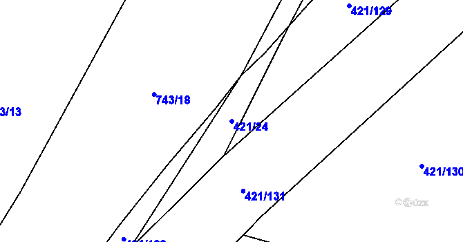 Parcela st. 421/24 v KÚ Vrbová Lhota, Katastrální mapa