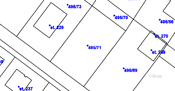 Parcela st. 495/71 v KÚ Vrbová Lhota, Katastrální mapa