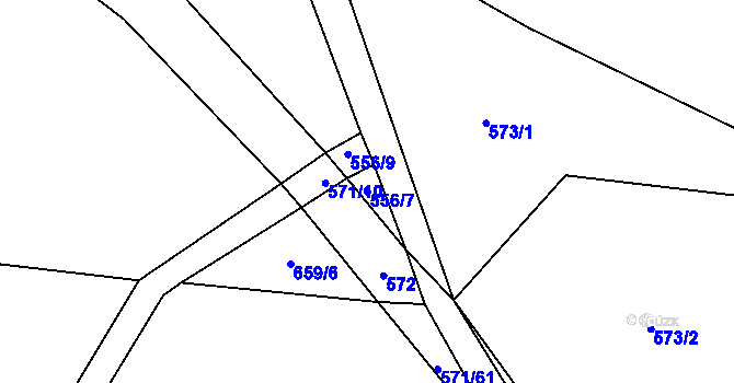 Parcela st. 556/7 v KÚ Vrbová Lhota, Katastrální mapa
