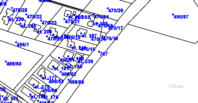 Parcela st. 767 v KÚ Vrbová Lhota, Katastrální mapa