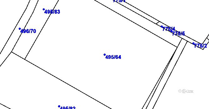 Parcela st. 495/64 v KÚ Vrbová Lhota, Katastrální mapa