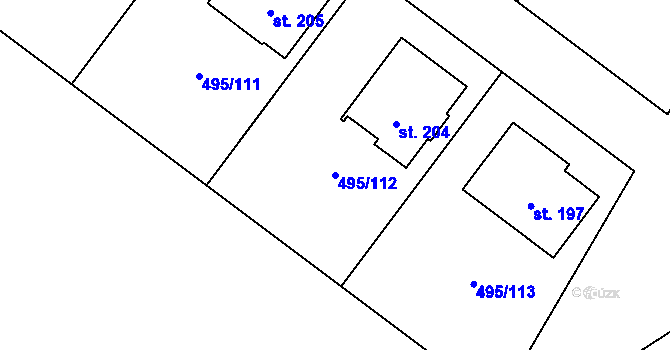 Parcela st. 495/112 v KÚ Vrbová Lhota, Katastrální mapa