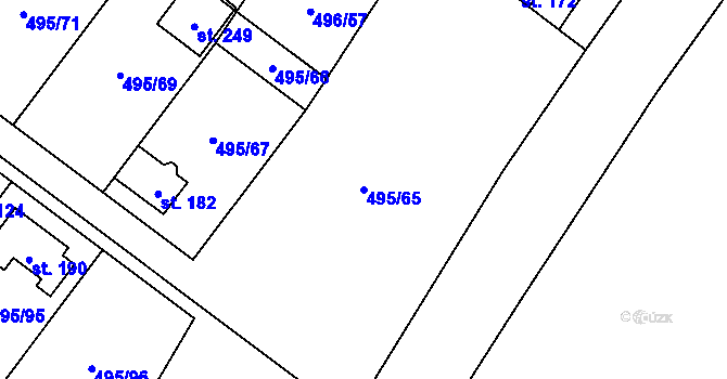 Parcela st. 495/65 v KÚ Vrbová Lhota, Katastrální mapa