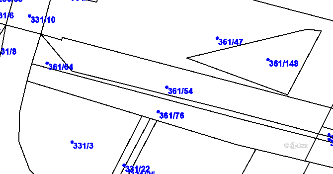 Parcela st. 361/54 v KÚ Vrbová Lhota, Katastrální mapa