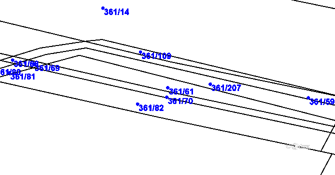 Parcela st. 361/61 v KÚ Vrbová Lhota, Katastrální mapa