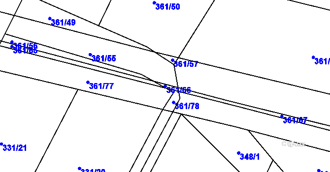 Parcela st. 361/66 v KÚ Vrbová Lhota, Katastrální mapa