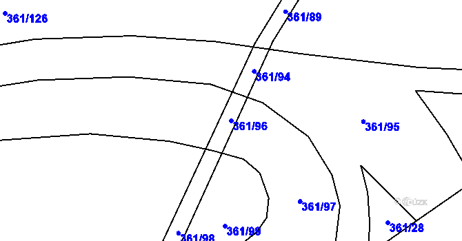 Parcela st. 361/96 v KÚ Vrbová Lhota, Katastrální mapa