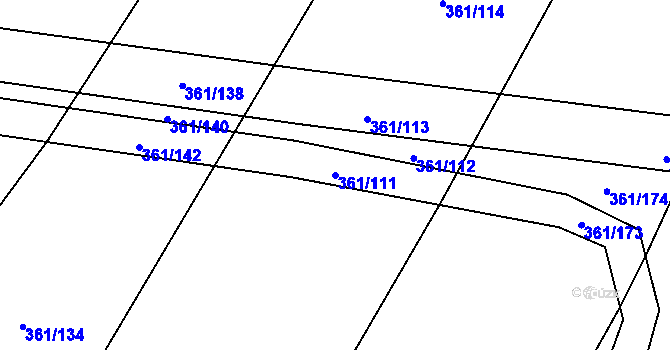 Parcela st. 361/111 v KÚ Vrbová Lhota, Katastrální mapa