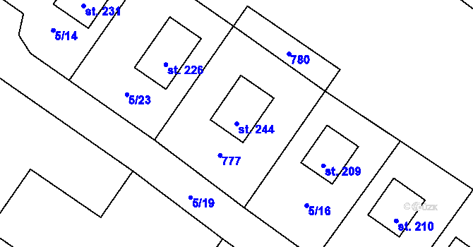 Parcela st. 244 v KÚ Vrbová Lhota, Katastrální mapa