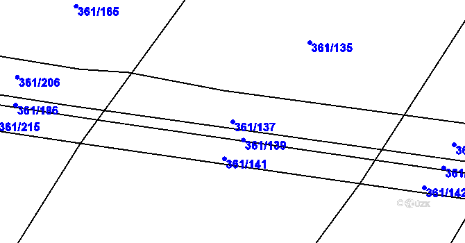 Parcela st. 361/137 v KÚ Vrbová Lhota, Katastrální mapa