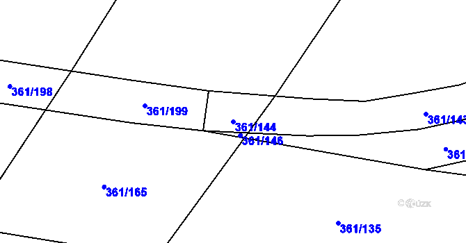 Parcela st. 361/144 v KÚ Vrbová Lhota, Katastrální mapa