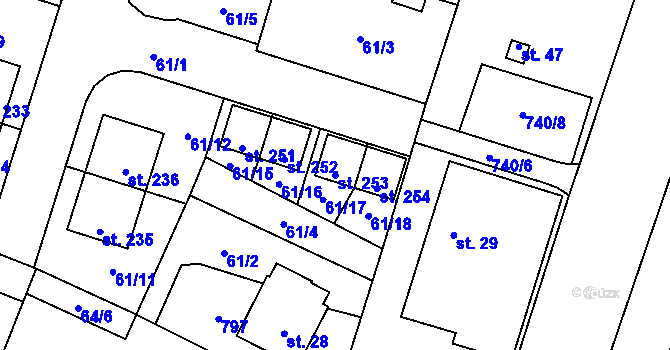 Parcela st. 253 v KÚ Vrbová Lhota, Katastrální mapa