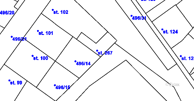 Parcela st. 267 v KÚ Vrbová Lhota, Katastrální mapa