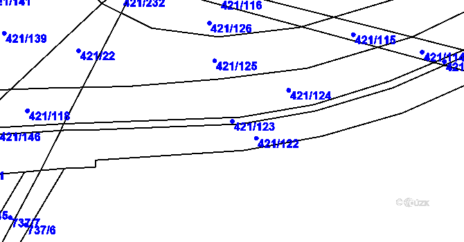Parcela st. 421/123 v KÚ Vrbová Lhota, Katastrální mapa