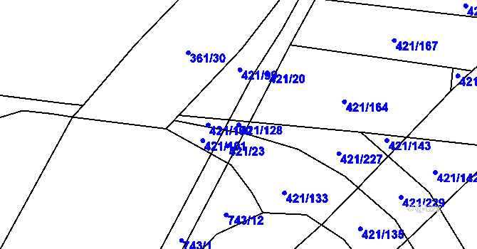 Parcela st. 421/128 v KÚ Vrbová Lhota, Katastrální mapa