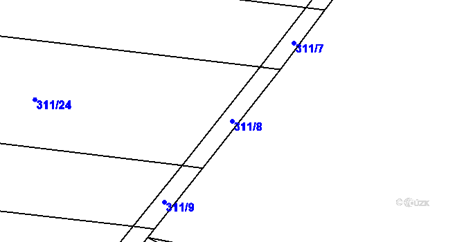 Parcela st. 311/8 v KÚ Vrbová Lhota, Katastrální mapa