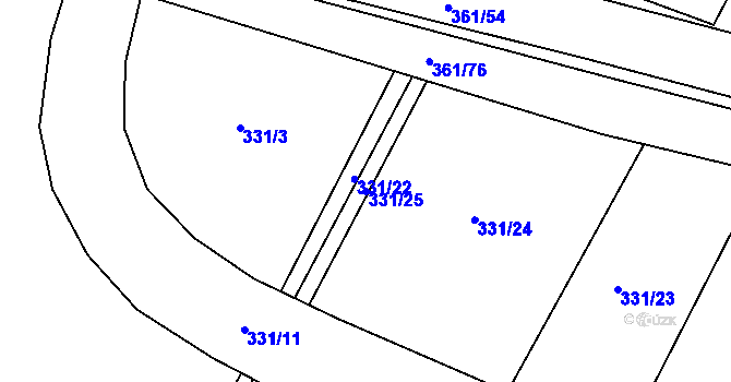 Parcela st. 331/25 v KÚ Vrbová Lhota, Katastrální mapa