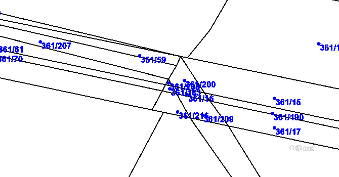 Parcela st. 361/183 v KÚ Vrbová Lhota, Katastrální mapa