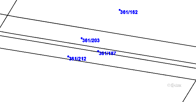 Parcela st. 361/187 v KÚ Vrbová Lhota, Katastrální mapa