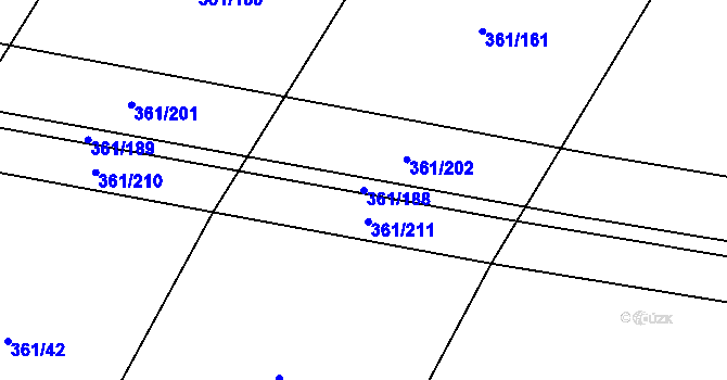 Parcela st. 361/188 v KÚ Vrbová Lhota, Katastrální mapa