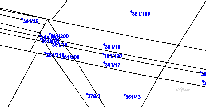 Parcela st. 361/190 v KÚ Vrbová Lhota, Katastrální mapa