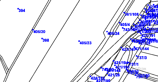 Parcela st. 405/23 v KÚ Vrbová Lhota, Katastrální mapa