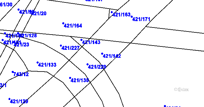 Parcela st. 421/142 v KÚ Vrbová Lhota, Katastrální mapa