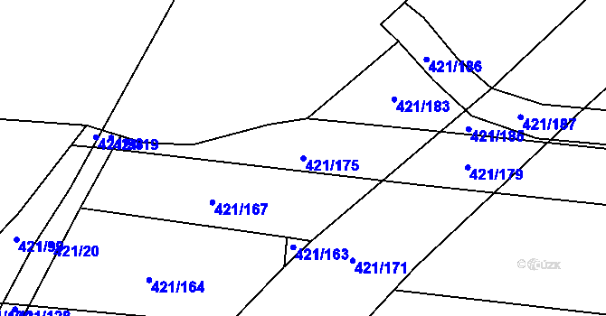 Parcela st. 421/175 v KÚ Vrbová Lhota, Katastrální mapa