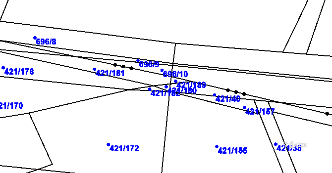 Parcela st. 421/180 v KÚ Vrbová Lhota, Katastrální mapa