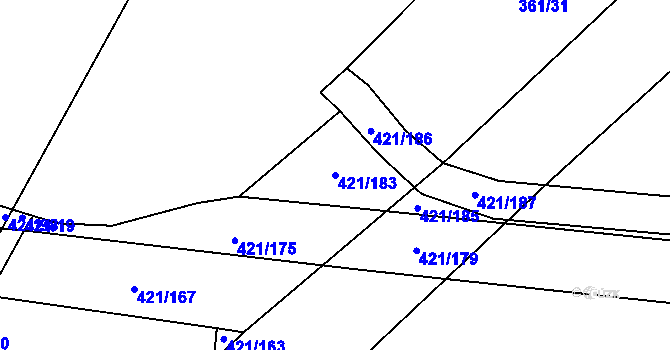 Parcela st. 421/183 v KÚ Vrbová Lhota, Katastrální mapa