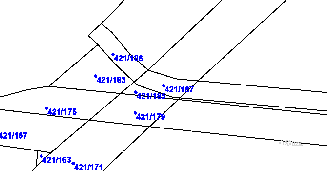Parcela st. 421/187 v KÚ Vrbová Lhota, Katastrální mapa