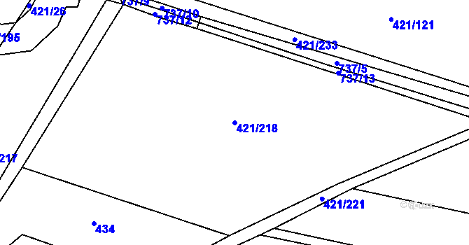Parcela st. 421/218 v KÚ Vrbová Lhota, Katastrální mapa