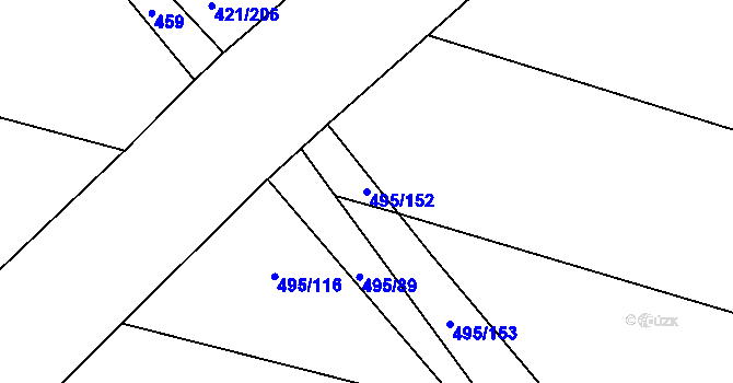 Parcela st. 495/152 v KÚ Vrbová Lhota, Katastrální mapa